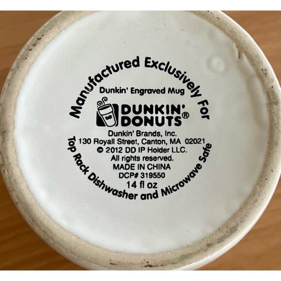 DUNKIN DONUTS Engraved Coffee Mug White Orange 14 OZ - Picture 4 of 8